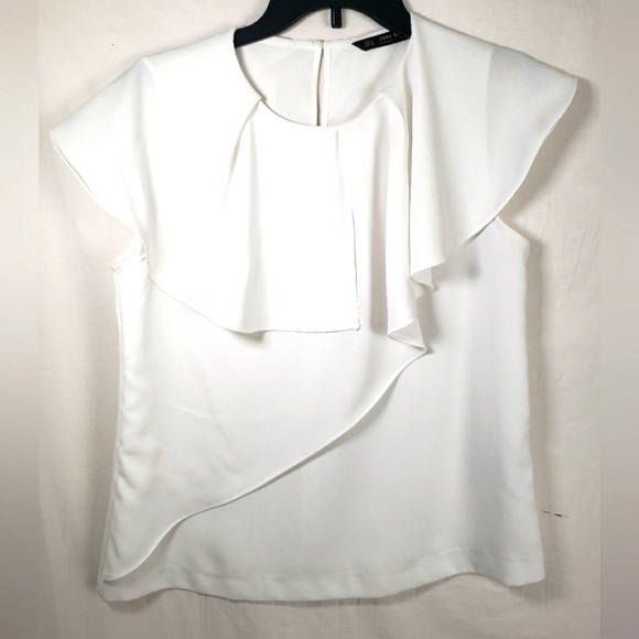 Zara Basic White Collared Shirt Sz M - Picture 1 of 7